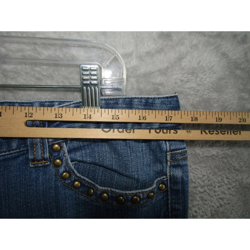 Michael Kors Womens Jeans‎ Blue Denim Studded Pockets Bootcut Cropped Size 12